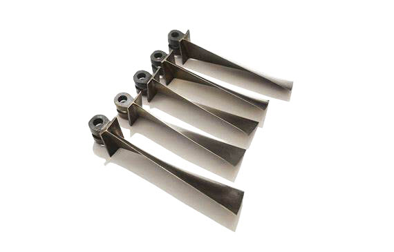 AS9100-certified titanium forged jet engine turbine blade showing optimized grain flow and near-net-shape precision for aerospace propulsion systems