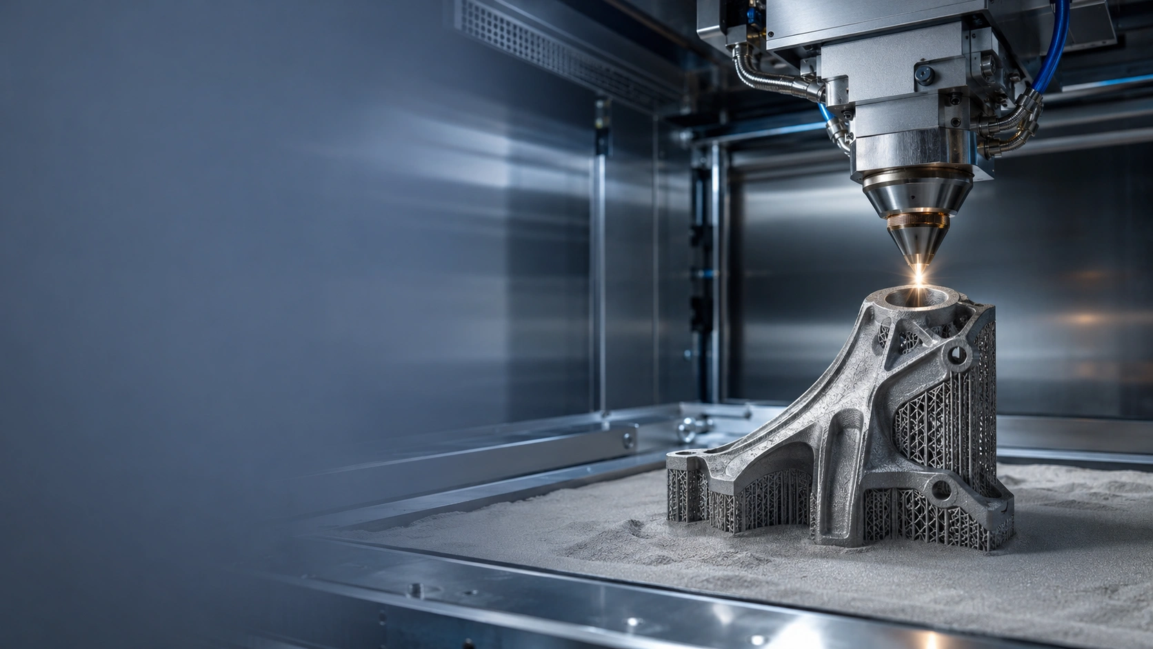 Inconel 625 component being produced by laser powder bed fusion metal additive manufacturing