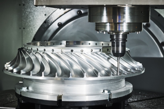 5-axis-CNC-milling-machine-work-metal-processing-impeller